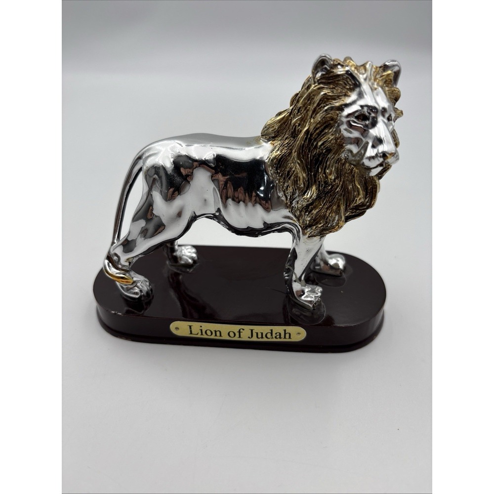 LION OF JUDAH SCULPTURE FIGURINE TRINITY BROADCASTING NETWORK, SILVER & GOLD TBN